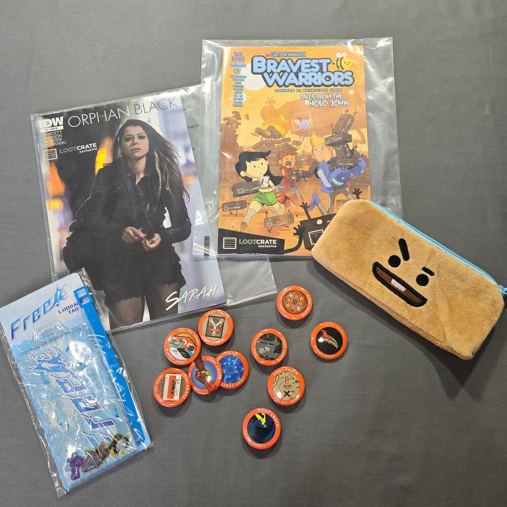 Loot Crate Exclusive Merch Miscellaneous Pins Magazine Key Chain Pencil Case LOT